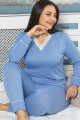 Kadın Açık Mavi Renk Uzun Kollu  Jenika 42027 Büyük Beden Pijama Takımı, Jenika-42027, Büyük Beden (Battal Boy) Pijama Takımları
