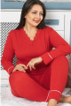 Kadın Kırmızı Renk Uzun Kollu Jenika 42044 Battal Büyük Beden Pijama Takımı, Jenika-42044, Büyük Beden (Battal Boy) Pijama Takımları