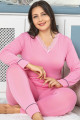 Kadın Pembe Renk Uzun Kollu Büyük Beden - Battal Jenika 42047 Battal Pijama Takımı, Jenika-42047, Büyük Beden (Battal Boy) Pijama Takımları