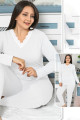 Kadın Beyaz Renk Uzun Kollu  Jenika 42052 Battal Büyük Beden Pijama Takımı-Lady