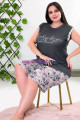 Rahat ve Şık Kadın Lady 10415 Çiçek Desenli Füme Renk Büyük Beden Şortlu Anne Pijama Takımı, 8509990009816, Lady Pijama Takımı, 8509990009816