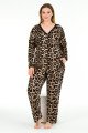 Kadın Leopar Desenli Uzun Kollu, Önden Düğmeli Lady 11372 Büyük Beden Pijama Takımı, Battal Pijama Kadın Leopar Desenli Uzun Kollu, Önden Düğmeli Lady 11372 Büyük Beden Pijama Takımı, Battal Pijama