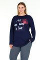 Lacivert Renkli ve Desenli Uzun Kollu Lady 11396 Kadın Büyük Beden Anne Pijama Takımı, Battal Pijama, 8509990005269, Büyük Beden (Battal Boy) Pijama Takımları, 8509990005269