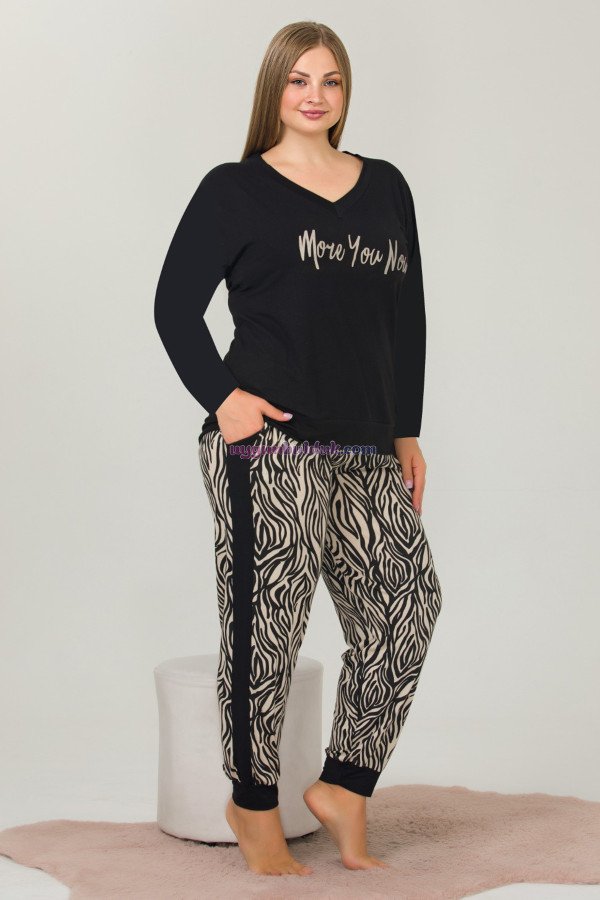 Siyah Renkli Zebra Desenli Uzun Kollu Lady 11397 Kadın Büyük Beden Anne Pijama Takımı, Battal Pijama Siyah Renkli Zebra Desenli Uzun Kollu Lady 11397 Kadın Büyük Beden Anne Pijama Takımı, Battal Pijama, 8509990005245, Büyük Beden (Battal Boy) Pijama Takımları, 8509990005245