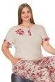 Krem Renk ve Çiçek Desenli 10903 Kadın Kısa Kol Lady Büyük Beden Pijama Takımı Krem Renk ve Çiçek Desenli 10903 Kadın Kısa Kol Lady Büyük Beden Pijama Takımı, ELİT0010903-2XL, Büyük Beden (Battal Boy) Pijama Takımları, ELİT0010903-2XL