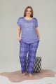 Mavi Renk ve Ekose Desen LADY-10859 Kadın Kısa Kol Büyük Beden Pijama Takımı Mavi Renk ve Ekose Desen LADY-10859 Kadın Kısa Kol Büyük Beden Pijama Takımı, Lady-10859, Büyük Beden (Battal Boy) Pijama Takımları