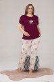 Mürdüm Renk ve Çiçek Desenli LADY-10863 Kadın Kısa Kol Büyük Beden Pijama Takımı Mürdüm Renk ve Çiçek Desenli LADY-10863 Kadın Kısa Kol Büyük Beden Pijama Takımı, Lady-10863, Büyük Beden (Battal Boy) Pijama Takımları
