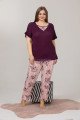 Mürdüm Renk ve Çiçek Desenli LADY-10864 Kadın Kısa Kol Büyük Beden Pijama Takımı Mürdüm Renk ve Çiçek Desenli LADY-10864 Kadın Kısa Kol Büyük Beden Pijama Takımı, Lady-10864, Büyük Beden (Battal Boy) Pijama Takımları