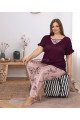 Mürdüm Renk ve Çiçek Desenli LADY-10864 Kadın Kısa Kol Büyük Beden Pijama Takımı Mürdüm Renk ve Çiçek Desenli LADY-10864 Kadın Kısa Kol Büyük Beden Pijama Takımı, Lady-10864, Büyük Beden (Battal Boy) Pijama Takımları
