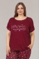 Bordo Renk ve Çiçek Desenli LADY-10874 Kadın Kısa Kol Büyük Beden Pijama Takımı Bordo Renk ve Çiçek Desenli LADY-10874 Kadın Kısa Kol Büyük Beden Pijama Takımı, Lady-10874, Büyük Beden (Battal Boy) Pijama Takımları