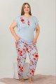 Mavi Renk ve Çiçek Desenli LADY-10877Kadın Kısa Kol Büyük Beden Pijama Takımı Mavi Renk ve Çiçek Desenli LADY-10877Kadın Kısa Kol Büyük Beden Pijama Takımı, Lady-10877, Büyük Beden (Battal Boy) Pijama Takımları
