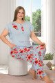 Mavi Renk ve Çiçek Desenli LADY-10877Kadın Kısa Kol Büyük Beden Pijama Takımı Mavi Renk ve Çiçek Desenli LADY-10877Kadın Kısa Kol Büyük Beden Pijama Takımı, Lady-10877, Büyük Beden (Battal Boy) Pijama Takımları