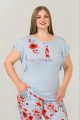 Mavi Renk ve Çiçek Desenli LADY-10877Kadın Kısa Kol Büyük Beden Pijama Takımı Mavi Renk ve Çiçek Desenli LADY-10877Kadın Kısa Kol Büyük Beden Pijama Takımı, Lady-10877, Büyük Beden (Battal Boy) Pijama Takımları