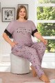 Lila Renk ve Çiçek Desenli LADY-10879 Kadın Kısa Kol Büyük Beden Pijama Takımı Lila Renk ve Çiçek Desenli LADY-10879 Kadın Kısa Kol Büyük Beden Pijama Takımı, Lady-10879, Büyük Beden (Battal Boy) Pijama Takımları