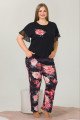 Siyah Renk ve Çiçek Desenli LADY-10887 Kadın Kısa Kol Büyük Beden Pijama Takımı Siyah Renk ve Çiçek Desenli LADY-10887 Kadın Kısa Kol Büyük Beden Pijama Takımı, Lady-10887, Büyük Beden (Battal Boy) Pijama Takımları