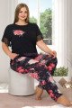 Siyah Renk ve Çiçek Desenli LADY-10887 Kadın Kısa Kol Büyük Beden Pijama Takımı Siyah Renk ve Çiçek Desenli LADY-10887 Kadın Kısa Kol Büyük Beden Pijama Takımı, Lady-10887, Büyük Beden (Battal Boy) Pijama Takımları