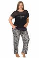 Siyah Renk ve Zebra Desenli LADY-10891 Kadın Kısa Kol Büyük Beden Pijama Takımı Siyah Renk ve Zebra Desenli LADY-10891 Kadın Kısa Kol Büyük Beden Pijama Takımı