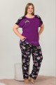 Mor Renk ve Çiçek Desenli LADY-10899 Kadın Kısa Kol Büyük Beden Pijama Takımı Mor Renk ve Çiçek Desenli LADY-10899 Kadın Kısa Kol Büyük Beden Pijama Takımı, ELİT0010899-2XL, Büyük Beden (Battal Boy) Pijama Takımları, ELİT0010899-2XL