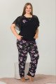 Siyah Renk ve Çiçek Desenli LADY-10900 Kadın Kısa Kol Büyük Beden Pijama Takımı Siyah Renk ve Çiçek Desenli LADY-10900 Kadın Kısa Kol Büyük Beden Pijama Takımı, Lady-10900, Büyük Beden (Battal Boy) Pijama Takımları