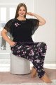 Siyah Renk ve Çiçek Desenli LADY-10900 Kadın Kısa Kol Büyük Beden Pijama Takımı Siyah Renk ve Çiçek Desenli LADY-10900 Kadın Kısa Kol Büyük Beden Pijama Takımı, Lady-10900, Büyük Beden (Battal Boy) Pijama Takımları