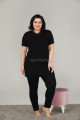 Siyah Renk ve Düz Renk LADY-ST95 Kadın Kısa Kol Büyük Beden Pijama Takımı 