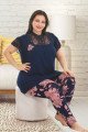 Lacivert Renk Çiçek Desenli Lady 10924 Kadın Kısa Kol Büyük Beden Pijama Takımı Lacivert Renk Çiçek Desenli Lady 10924 Kadın Kısa Kol Büyük Beden Pijama Takımı, UB-LADY10924-2XL, Büyük Beden (Battal Boy) Pijama Takımları, UB-LADY10924-2XL
