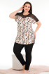 Siyah - Beyaz Renk ve Desenli Lady 10931 Kadın Kısa Kol Büyük Beden Pijama Takımı
