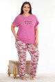 Pembe Renk Çiçek Desenli Lady 10939 Kadın Kısa Kol Büyük Beden Pijama Takımı Pembe Renk Çiçek Desenli Lady 10939 Kadın Kısa Kol Büyük Beden Pijama Takımı
