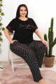 Siyah Beyaz Renk Puantiye Desenli Lady 10959 Kadın Kısa Kol Büyük Beden Pijama Takımı Siyah Beyaz Renk Puantiye Desenli Lady 10959 Kadın Kısa Kol Büyük Beden Pijama Takımı, LADY-10959-2XL, Büyük Beden (Battal Boy) Pijama Takımları, LADY-10959-2XL