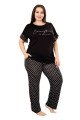 Siyah Beyaz Renk Puantiye Desenli Lady 10959 Kadın Kısa Kol Büyük Beden Pijama Takımı Siyah Beyaz Renk Puantiye Desenli Lady 10959 Kadın Kısa Kol Büyük Beden Pijama Takımı, LADY-10959-2XL, Büyük Beden (Battal Boy) Pijama Takımları, LADY-10959-2XL