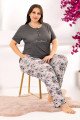 Füme Renk Çiiçek Desenli Lady 10969 Kadın Kısa Kol Büyük Beden Pijama Takımı Füme Renk Çiiçek Desenli Lady 10969 Kadın Kısa Kol Büyük Beden Pijama Takımı, LADY-10969-2XL, Büyük Beden (Battal Boy) Pijama Takımları, LADY-10969-2XL
