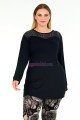 Siyah Renkli Çiçek Desenli Uzun Kollu Lady 11390 Kadın Büyük Beden Anne Pijama Takımı, Battal Pijama