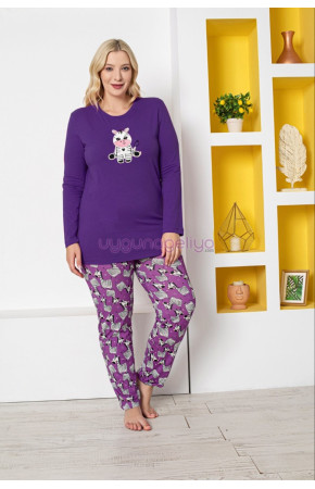 Mor Renk ve Zebra Figürlü79011 Modal Kumaş Teknur Kadın Büyük Beden Anne Pijama Takımı Mor Renk ve Zebra Figürlü79011 Modal Kumaş Teknur Kadın Büyük Beden Anne Pijama Takımı