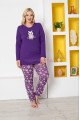 Mor Renk ve Zebra Figürlü79011 Modal Kumaş Teknur Kadın Büyük Beden Anne Pijama Takımı 