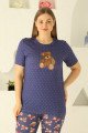 Lacivert Renk ve Ayıcık Desenli 79504 Modal Kısa Kol Teknur Kadın Büyük Beden Anne Pijama Takımı Lacivert Renk ve Ayıcık Desenli 79504 Modal Kısa Kol Teknur Kadın Büyük Beden Anne Pijama Takımı, TKNR-79504, Teknur Pijama Takımı
