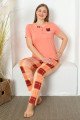 Somon Renk ve Ekose Desenli 79506 Modal Kısa Kol Teknur Kadın Büyük Beden Anne Pijama Takımı Somon Renk ve Ekose Desenli 79506 Modal Kısa Kol Teknur Kadın Büyük Beden Anne Pijama Takımı, TKNR-79506, Teknur Pijama Takımı
