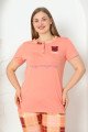 Somon Renk ve Ekose Desenli 79506 Modal Kısa Kol Teknur Kadın Büyük Beden Anne Pijama Takımı Somon Renk ve Ekose Desenli 79506 Modal Kısa Kol Teknur Kadın Büyük Beden Anne Pijama Takımı, TKNR-79506, Teknur Pijama Takımı