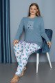 Mavi Renk Yuvarlak Yaka Teknur P3055 Uzun Kol Pamuklu büyük Beden Kadın Pijama Takımı Mavi Renk Yuvarlak Yaka Teknur P3055 Uzun Kol Pamuklu büyük Beden Kadın Pijama Takımı, TEKNUR-P3055, Teknur Pijama Takımı