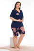 Lacivert Renk ve Çiçek Desenli Lady 10382 Büyük Beden Battal Boy Şortlu Pijama Takım Lacivert Renk ve Çiçek Desenli Lady 10382 Büyük Beden Battal Boy Şortlu Pijama Takım