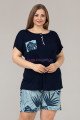 Mavi - Lacivert Renk ve Tropikal Desenli Lady 10365 Büyük Beden Battal Boy Şortlu Pijama Takım Mavi - Lacivert Renk ve Tropikal Desenli Lady 10365 Büyük Beden Battal Boy Şortlu Pijama Takım, ELİT0010365-2XL, Lady Pijama Takımı, ELİT0010365-2XL