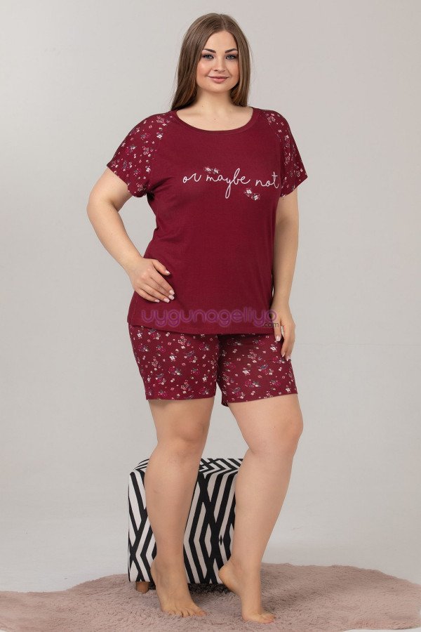 Bordo Renk ve Çiçek Desenli Lady 10378 Büyük Beden Battal Boy Şortlu Pijama Takım Bordo Renk ve Çiçek Desenli Lady 10378 Büyük Beden Battal Boy Şortlu Pijama Takım, Lady-10378, Lady Pijama Takımı