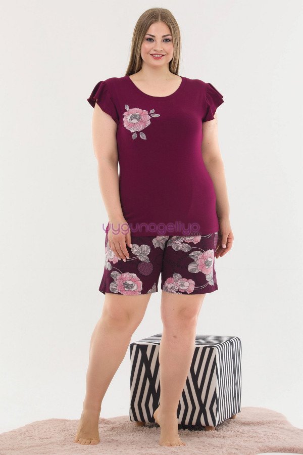 Müdüm Renk ve Çiçek Desenli Lady 10379 Büyük Beden Battal Boy Şortlu Pijama Takım Müdüm Renk ve Çiçek Desenli Lady 10379 Büyük Beden Battal Boy Şortlu Pijama Takım, Lady-10379, Lady Pijama Takımı