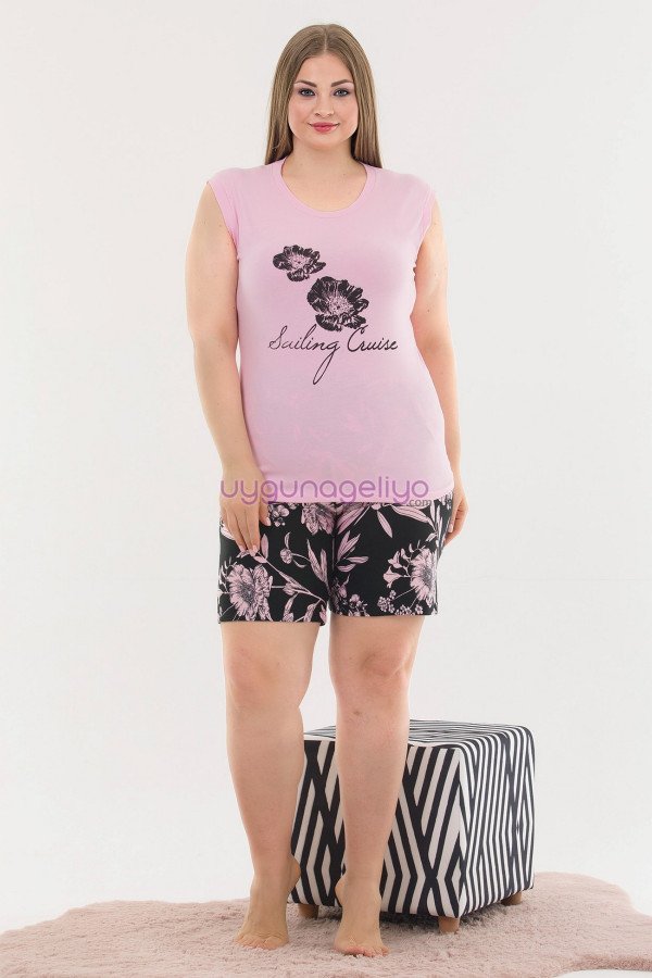 Pembe Renk ve Çiçek Desenli Lady 10380 Büyük Beden Battal Boy Şortlu Pijama Takım Pembe Renk ve Çiçek Desenli Lady 10380 Büyük Beden Battal Boy Şortlu Pijama Takım, Lady-10380, Lady Pijama Takımı