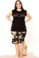 Siyah Renk ve Çiçek Desenli Lady 10399 Büyük Beden Battal Boy Şortlu Pijama Takım Siyah Renk ve Çiçek Desenli Lady 10399 Büyük Beden Battal Boy Şortlu Pijama Takım