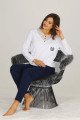 Kadın Beyaz - Lacivert Renkli Teknur 70527 Modal Kumaş Uzun Kol Pijama Takımı Kadın Beyaz - Lacivert Renkli Teknur 70527 Modal Kumaş Uzun Kol Pijama Takımı, Teknur-70527, Kısa Kollu Pijama Takımları
