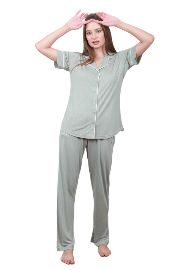 Önden Düğmeli Blackmore 1206, 2 li Yeşil Renk Kadın Pijama Takımı Önden Düğmeli Blackmore 1206, 2 li Yeşil Renk Kadın Pijama Takımı, BLMR-1206, Kısa Kollu Pijama Takımları