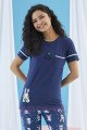 Kısa Kol, Lacivert Renkli ve Desenli Teknur 74008 Yazlık Kadın Pijama Takımı Kısa Kol, Lacivert Renkli ve Desenli Teknur 74008 Yazlık Kadın Pijama Takımı, Teknur-74008, Kısa Kollu Pijama Takımları
