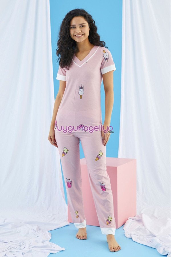 Kısa Kol, Pembe - Beyaz Renkli ve Desenli Teknur 74031 Yazlık Kadın Pijama Takımı Kısa Kol, Pembe - Beyaz Renkli ve Desenli Teknur 74031 Yazlık Kadın Pijama Takımı, Teknur-74031, Kısa Kollu Pijama Takımları