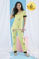 Kısa Kol, Sarı Renkli ve Desenli Teknur 74040 Yazlık Kadın Pijama Takımı
