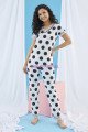 Kısa Kol, Beyaz Renkli ve Siyah Pauntiyeli Teknur 74045 Yazlık Kadın Pijama Takımı